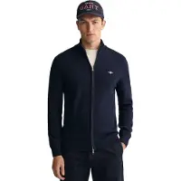 Gant för män. 8030164 Cardigan med dragkedja Casual Cotton Navy (L), Bomull, Lång ärm, Marino