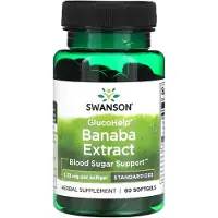 Swanson Health Glucohelp, Banabaextrakt, 1,33 mg, 60 mjukkapslar