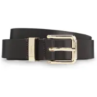 HUGO Italian-leather belt with gold-tone buckle