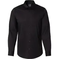 Armani Exchange för män. XM000339AF10192UC001 Långärmad skjorta i svart bomullssatin med stretch (XS), Casual, Lång ärm