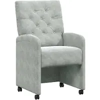 vidaXL Matstolar med hjul 2 pcs Ljusgrå 58 x 67 x 97 cm Sammet