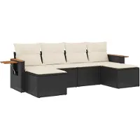 vidaXL Loungegrupp med dynor 6 delar svart konstrotting