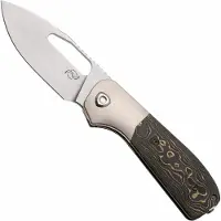 Liong Mah Designs Liong Mah Field Duty 3.5 Satin S90V, Gold Camo Carbonfiber Titanium, pocket knife
