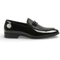 Infinity Leather Marinblå Loafers med texturerat framtill och ikoniskt spänne och rosett för män