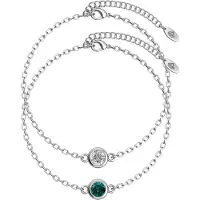 MYC Paris Birth Stone Armband - Silver, Crystal och Green