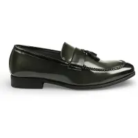 Infinity Leather Herr Olivgrön Tofs Högblank Lackkonstläder Formella Loafers