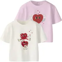 Name it T-shirt 'NMFBswet' ljusgul / rosa / karminröd / vit