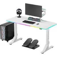 Ultradesk IRON, Rak, Rektangulär form, Spela, Mätt, Vit, T-ben