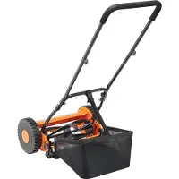 Vevor Gräsklippare med hjul 40 cm, 5 knivar, manuell gräsklippare utan motor, 15-45 mm justerbar klipphöjd, gräsklippare med gräsuppsamlare för gräsmattor, uppfarter, gårdar