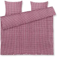 Juna dubbelt påslakan 200x220 cm - 100% ekologisk bomull - Kreppsängkläder plommon/rosa