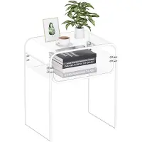 Vevor Akryl sidobord, 2 nivåer genomskinligt sängbord med förvaringshylla, modernt rektangulärt akryl sidoskrivbord, transparent tjockt nattduksbord för sovrum, vardagsrum, arbetsrum, 30 x 40 x 50 cm