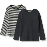 Wheat Tröjor - Rib - Ökning - 2-pack - Marinblå Rib Stripe - - 4 år (104) - Tröja