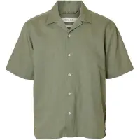 Selected Casper Clay Linen Kortärmad Skjorta