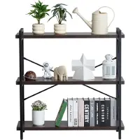 Vevor Metallbokhylla, Industriell Bokhylla med 3 Hyllor, Liten Rustik Förvaringsdisplaybokhylla med Öppna Hyllor, Fristående Display Vintage Hyllaenhet Förvaringsställ, För Vardagsrum, Sovrum och Kont