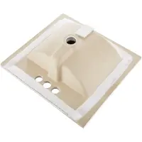 Vevor Halvt infällt handfat, 510 x 465 mm Rektangulärt vitt keramiskt handfat med bräddavlopp och 3 kranhål, nedsänkbart modernt toalettbord, badkar, tvättställ, rektangulärt för små utrymmen