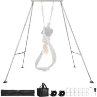 Vevor Yogaställning, Max 140,6 kg belastning, Gungställ med triangulär struktur, Aerial Silk-ställ med höjdjusterbara ben och aluminiumram, Toppstång i rostfritt stål