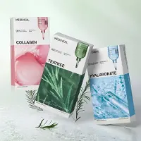 Mediheal Bästa Essentiella Ansiktsmasker Set (Tea Tree + Kollagen + Hyaluronsyra) 30 ark