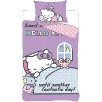 Licens Hello Kitty sängkläder - 100% bomull - Barnsängkläder 140x200 cm - Lila
