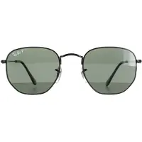 Ray-Ban Square Unisex Polished Black/Green Polarized Hexagonal RB3548N Solglasögon