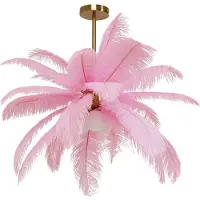 Kare Design pendellampa Feather Palm, dimbar, Violett / rosa / rosè, Vardagsrum / matsal, Design, Pendellampa
