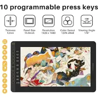 HUION Grafikplatta Kamvas 16 (2021) med stativ