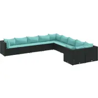 vidaXL Loungegrupp 10 delar med svarta dynor konstrotting