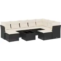 vidaXL Loungegrupp 10 delar med svarta dynor konstrotting