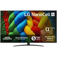 LG 65NANO81A6A - 65 Diagonal klass Nano81 Series LED-bakgrundsbelyst LCD-TV - Smart TV - webOS - 4K UHD (2160p) 3840 x 2160 - HDR - Direct LED, Nano Cell AI Display