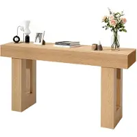 Vevor 160 cm konsolbord, lantligt skrivbord bakom soffan, rektangulärt träskrivbord i entréstil, smalt långt soffbord, accentstativ för hall, sovrum, vardagsrum, foajé, enkel montering, Burlywood