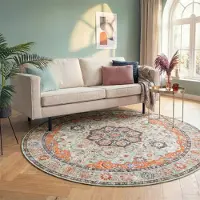 FRAAI Rund vintage matta | Imagine Medaillon grön hos Volero | Ø 100 cm | Polyester | Medaljong | Rund | Låg lugg