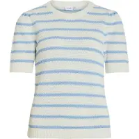 Vila Dalo O-neck Stripe Knit Tröja Med Korta ärmar