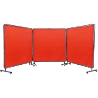Vevor svetsskärm med ram, 6' x 6' 3 panelsvetsgardinskärmar, flamsäker vinylsvetsskyddsskärm på 12 svängbara hjul (6 låsbara), rörlig &amp; professionell för verkstad, röd