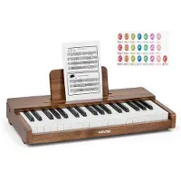 Vevor Barnpianoklaviatur, 37 tangenter i trä, digitalpiano för barn, minimusikinstrument med realistiskt ljud, dubbel effekt, justerbar volym för småbarn, pojkar och flickor, valnöt