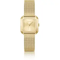 HUGO Hazel gold-tone square watch with mesh bracelet