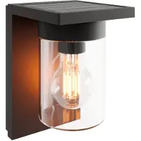 Calex Solar-LED-utomhusvägglampa Asti, sensor, IP44, svart Asti, Svart, Syntetmaterial, Modern, Solcellslampa utomhus