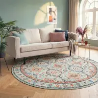 FRAAI Rund vintage matta | Imagine Oriental grön hos Volero | Ø 160 cm | Polyester | Symmetrisk | Rund | Låg lugg