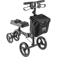 Vevor Hopfällbar knäscooter, styrbar knälöpare i kolstål med höjdjusterbart styre och knäskydd, terränghjul för alla terränger, dubbla bromsar, benåterställningsscooter för brutna fotleder och fotskad