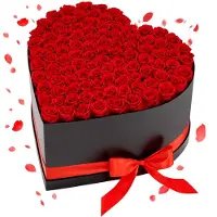 Vevor Forever Flowers, 100 konserverade rosor i en hjärtformad ask, eviga blommor odödlig bukett födelsedagspresent för kvinnor hennes fru mödrar, årsdag, alla hjärtans dag, jul, röd