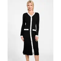 GUESS för kvinnor. W6RK38Z3HP2 Laurel klänning svart (XS), Casual, Viskos, Lång ärm