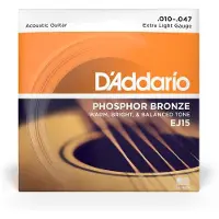 D'addario And Co EJ15-3D Phosphor Bronze Extra Light 10-47 x 3 Pack