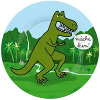 Petit Jour Paris Tallrik - Melamin - Dinosaurie - - One Size - Tallrik