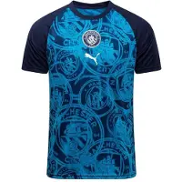 Puma Manchester City Tränings T-Shirt Pre Match - Deep Navy/Tropisk blå Barn - , storlek 128 cm