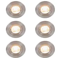 QAZQA Set med 6 moderna infällda spotlights stål rund IP44 - Xena