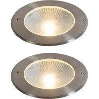 QAZQA Set med 2 moderna markspotlights stål inkl. LED 20W - Bridge