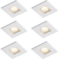 QAZQA Set med 6 moderna infällda spotlights vita fyrkantiga IP44 - Qure
