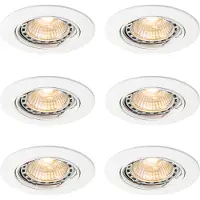 QAZQA Set med 6 moderna infällda spotlights vita lutbara GU10 50mm - Edu