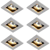 QAZQA Set med 6 moderna infällda spotlights aluminium roterbara och lutningsbara GU10 50mm - Qure