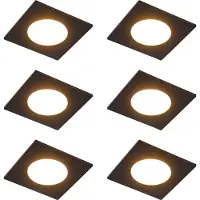 QAZQA Set med 6 moderna infällda spotlights svart inkl. LED 3-stegs dimbar IP65 - Simply