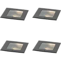 QAZQA Set med 4 moderna markspotlights svarta justerbara IP65 - Oneon