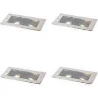 QAZQA Set med 4 moderna markspotlights stål 2-ljus justerbara IP65 - Oneon